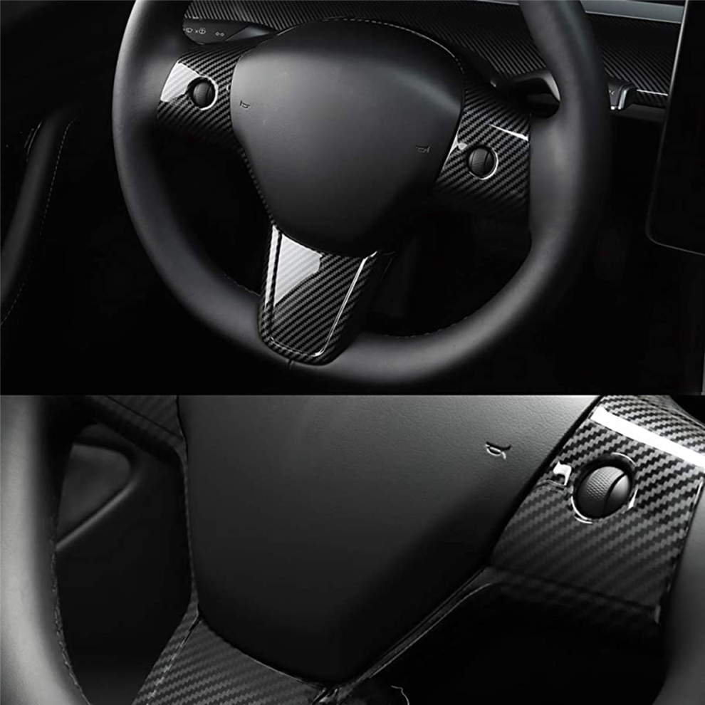 5X Auto Innen Abdeckung FüR Y 2017-2020 Carbon Fiber Lenkrad Prot-image