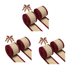 6X Wired Edge Ribbons Christmas Burlap Fabric Craft Ribbon Wrapping Ro
