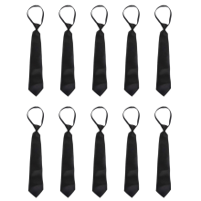10X Heren Effen Zwarte Polyester Rits Stropdas Gladde Rits Stropdas