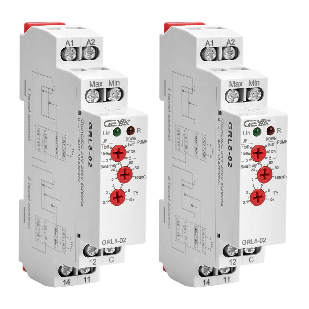 2X Grl8-02 Liquid Control Relay Level 10A Acdc24v-240V Wide Range Volt 4852109502154