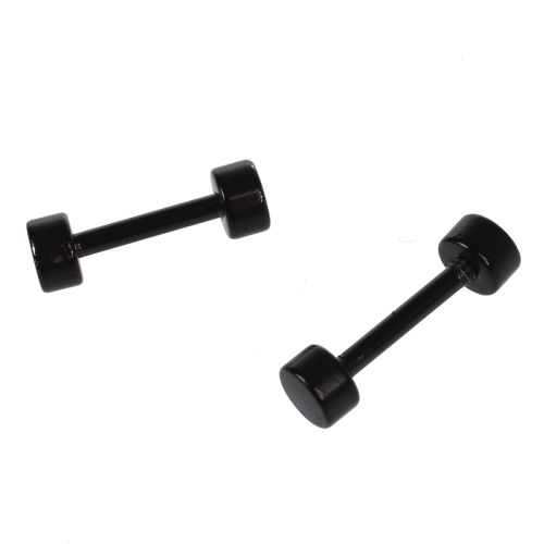 2 ζευγάρια ανδρικά σκουλαρίκια με σκελετό Barbell από τιτάνιο και ατσάλι, μαύρα 4mm 2