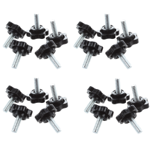Perilla de sujeción con cabeza hexagonal de 25 mm y rosca macho M6 x 15 mm, color negro, 20 unidades