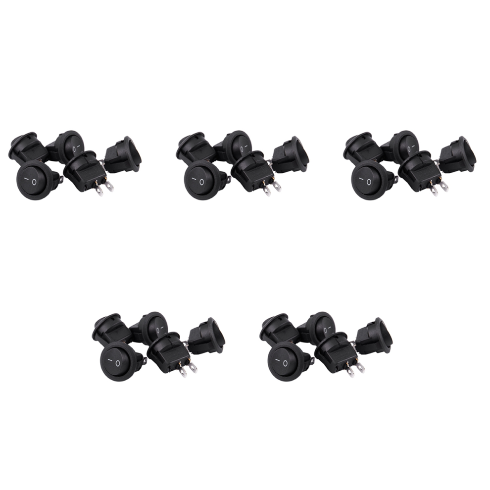 25Pcs Spst Black Button On/Off Round Rocker Switch Ac 6A/250V 10A/125V 4852109508286