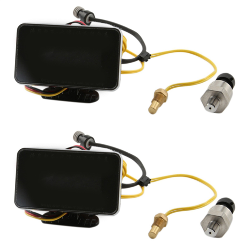 2X 3 In1 LCD Auto Digitale Meter Voltmeter/Oliedruk/Watertemperatuur 12-24