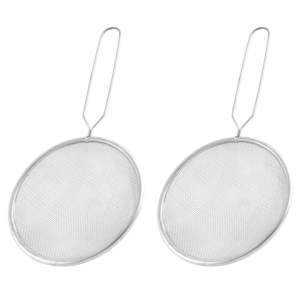 2X Fine Mesh Strainer Oil Colander Sieve Scoop 12Cm Dia Silver 4852109510289