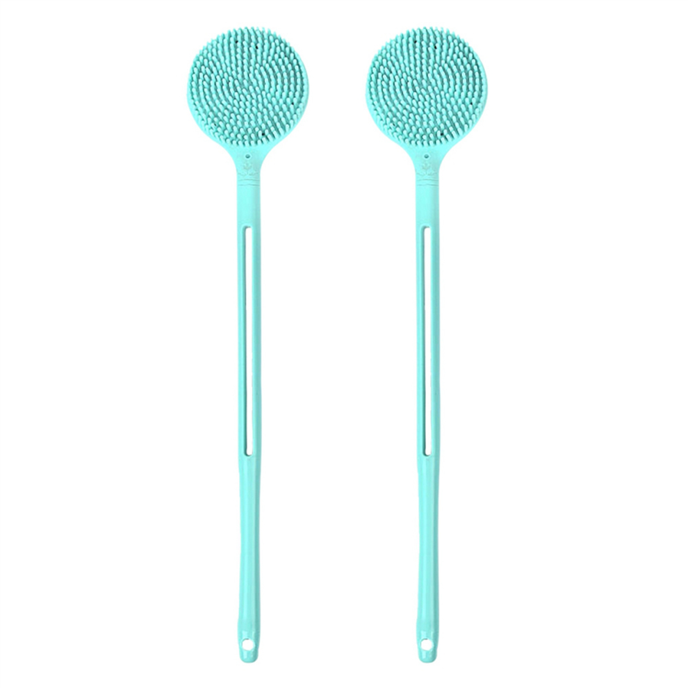 Torribaly 2X Double-Sided Shower Body Brush Silicone Long Handle Bathroom Wash B