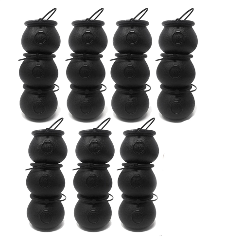 144 Pack Plastic Black Witch Candy Bowls Cauldrons,Pot with Handle ,fo 2
