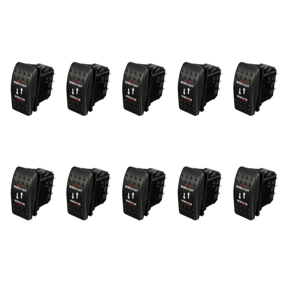 10X 12V 20A Winde In Out ON-OFF-ON Wippschalter 7 Pin Led Rot-image