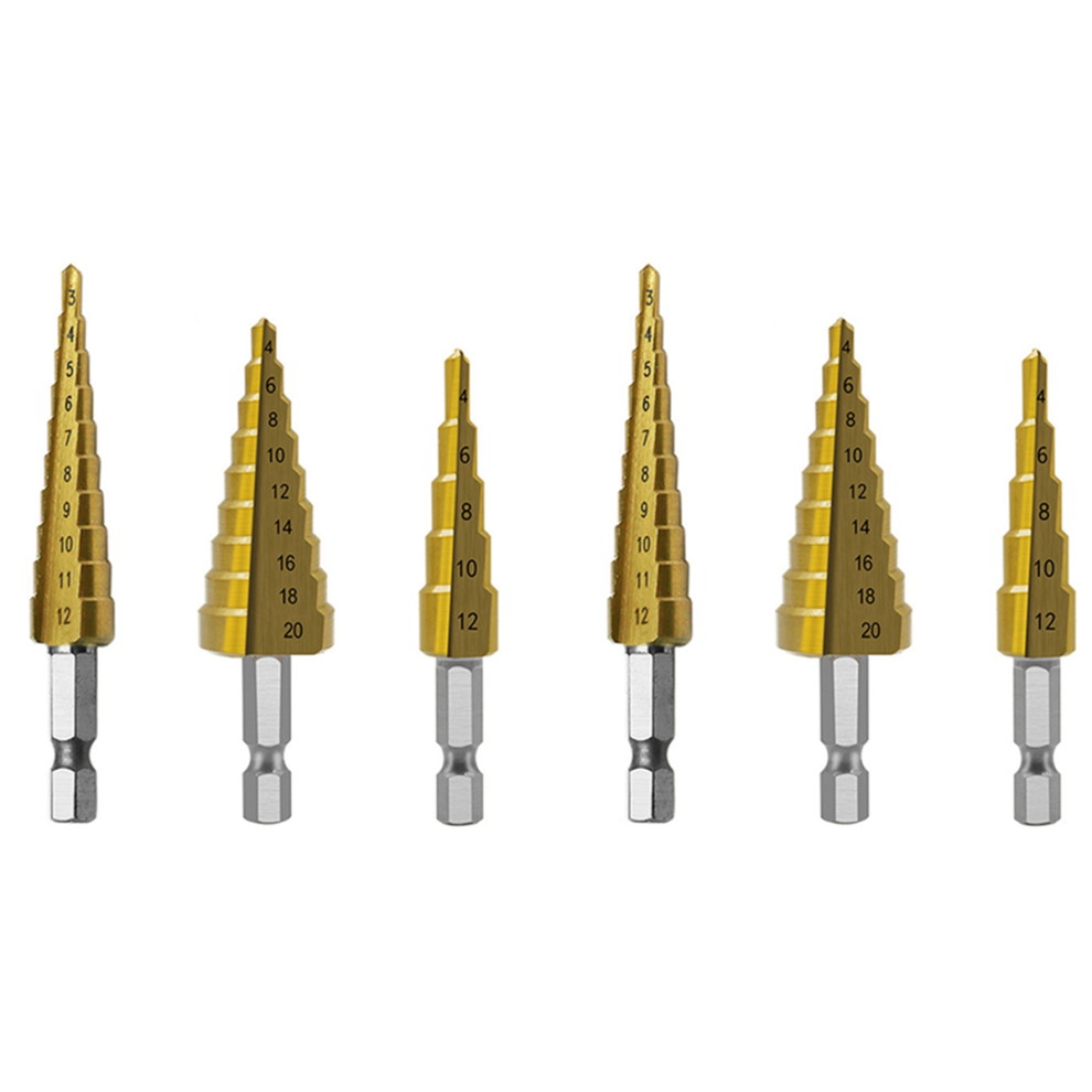 Step Drill Bit 6Pcs Hss Set Cone Hole Cutter Taper Metric Nitriding He 4852109516267