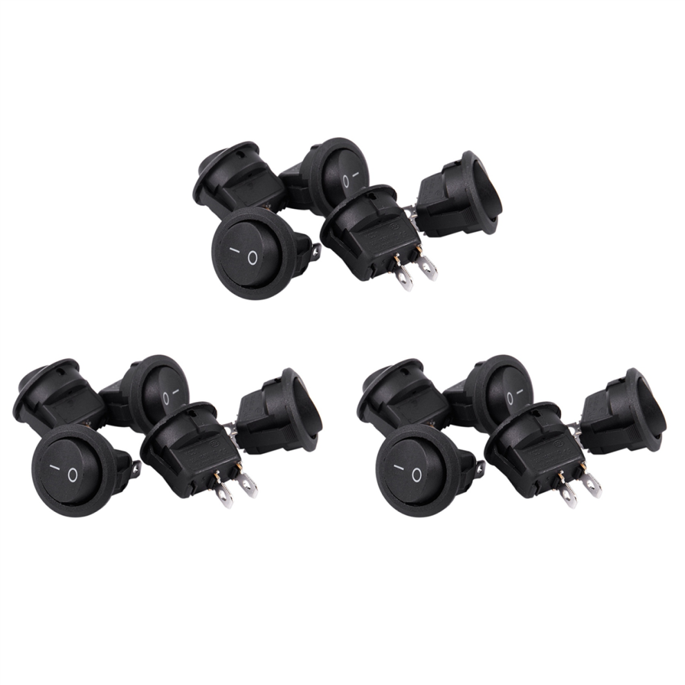 15Pcs Spst Black Button On/Off Round Rocker Switch Ac 6A/250V 10A/125V 4852109514058
