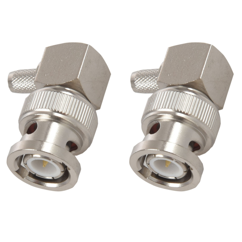 2X Bnc Male Plug Right Angle Crimp For Rg58 Rg400 Rfc195 Coax Adapter 4852109514713