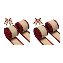 2X Wired Edge Ribbons Christmas Burlap Fabric Craft Ribbon Wrapping Ro
