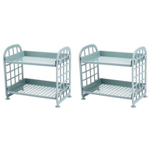 2X Storage Shelves,Plastic Small Shelves - 2 Tier Shelf Shelving,Kitch