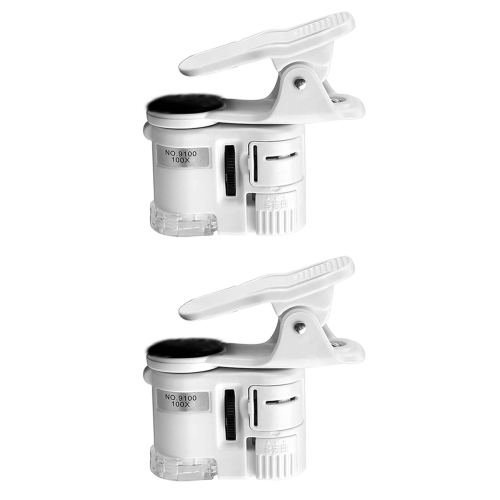 2X 100X Zoom Clip-on Microscope with LED Light, Portable Magnifier Lou