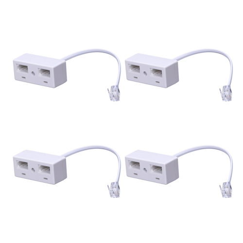4X RJ11 Plug to Dual UK BT Telephone Socket Convertor 1