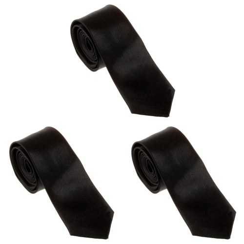 3X Cravatte unisex casual sottili e strette - Nero