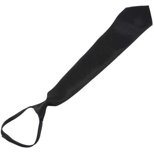 4X Heren Effen Zwarte Polyester Rits Stropdas Gladde Rits Stropdas 2