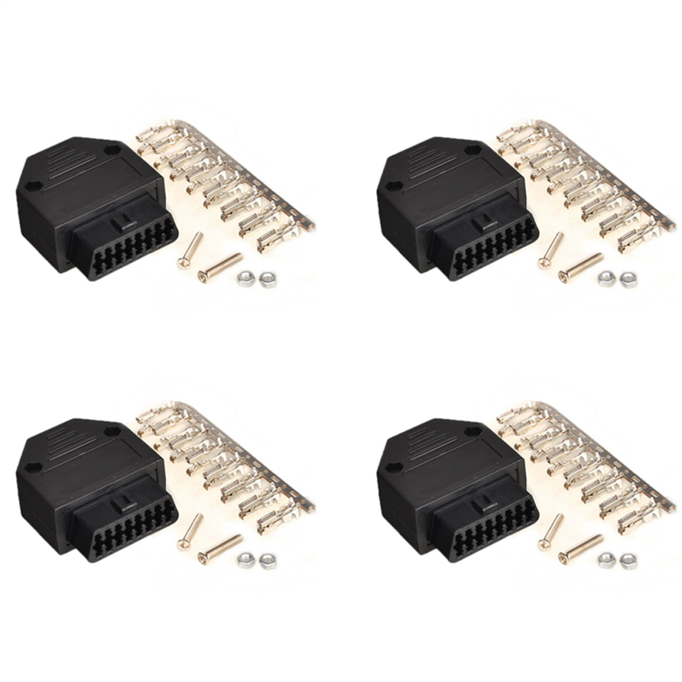 4X Obd2 Obd Ii 16 Pin Connector Socket Diagnostic Tool Adapter + Enclo Black 4852109524262