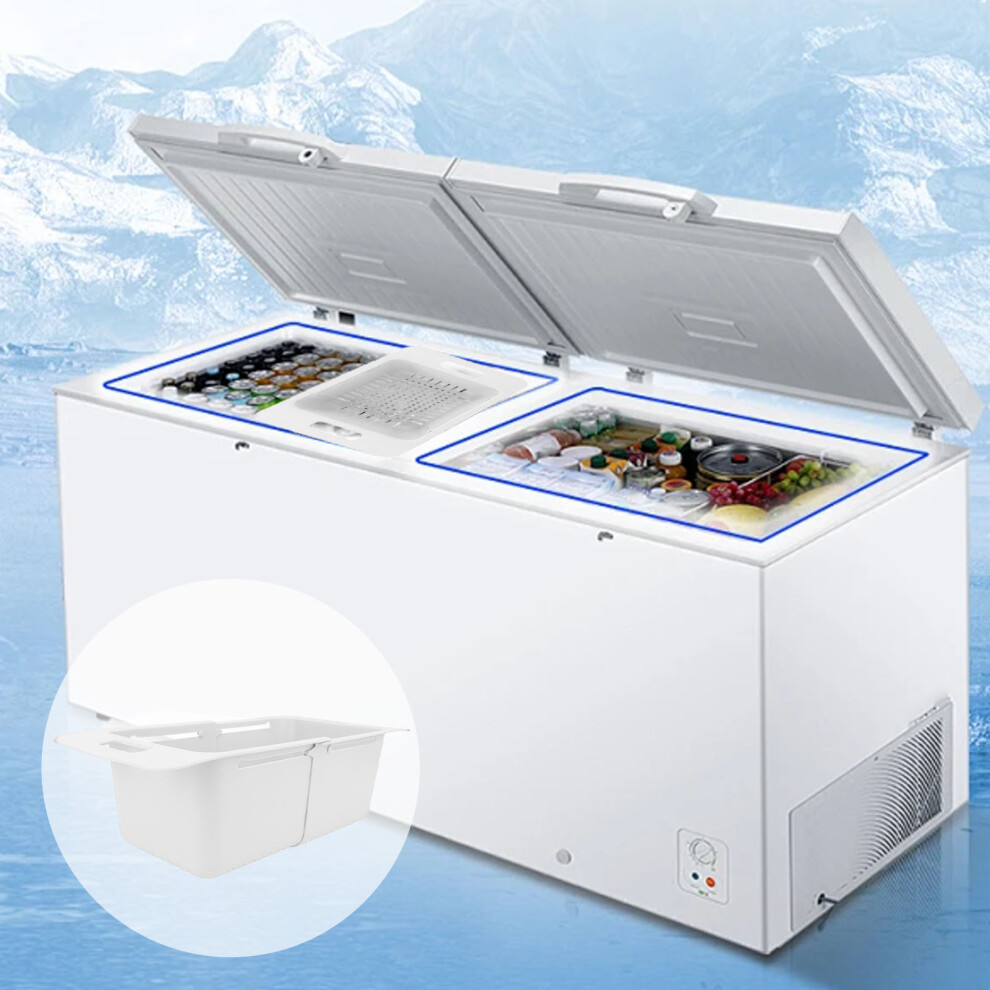 White Chest Freezer Basket with Handle Expandable Deep Storage Organizer