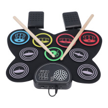 Colorful Electric Drum Pad with Foot Pedal & Sticks, 12-Inch Silicone Electronic Drumset