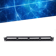 Panel de parcheo Cat6 de 24 puertos de alta durabilidad, con RJ45 dorados