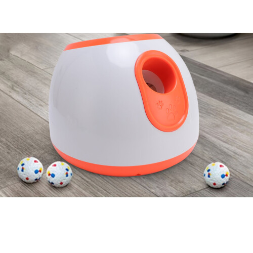 Automatic Dog Ball Launcher, Orange, 3 Balls, Adjustable Distance, US Plug 2