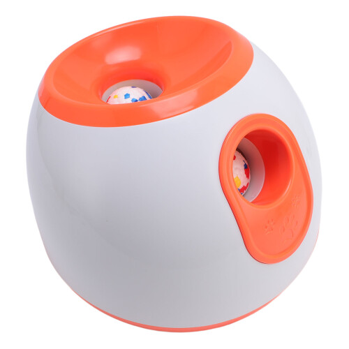 Automatic Dog Ball Launcher, Orange, 3 Balls, Adjustable Distance, US Plug