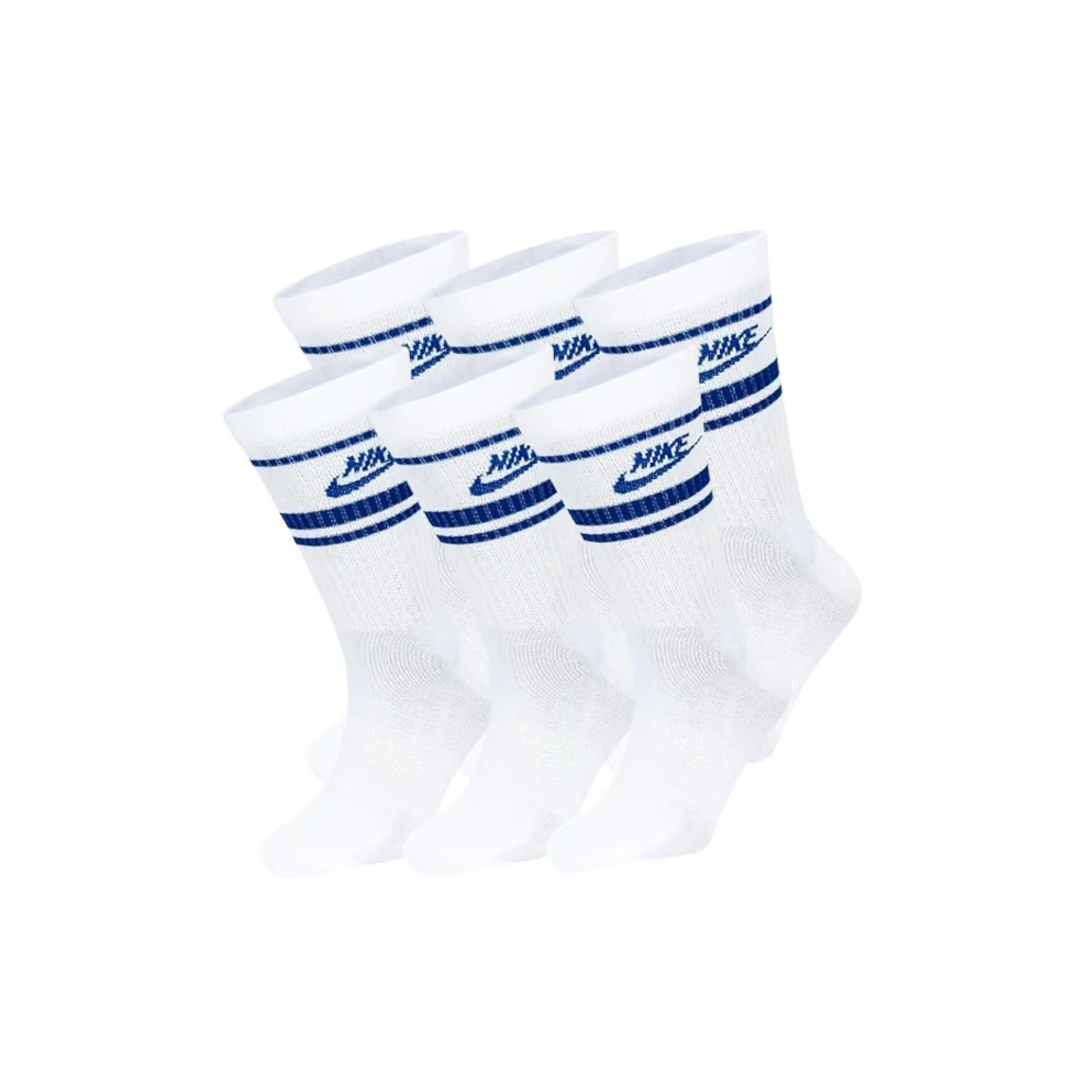 (Large) Nike Essential Crew Socks Men's White Blue 3 Pair-image-OPC-PJDKBRM-NEW