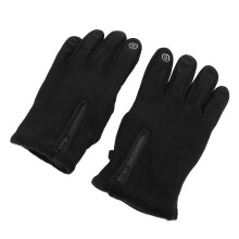 Outdoor USB Heated Cycling Gloves, Leather, Fleece, Black