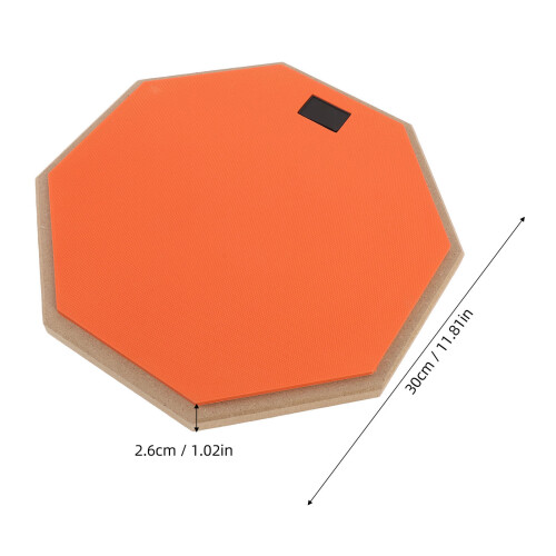 12in Silent Rubber Practice Drum Pad Set with 2 Pairs Drumsticks - Orange 1