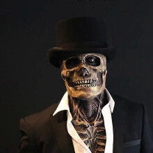 (Hat)2023 Halloween Horror Mask 3D Movable Jaw Helmet Skeleton Latex Scary Mask Halloween Masquerade