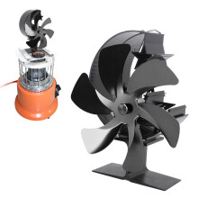 Heat Powered 6-Blade Aluminium Stove Fan for Fireplace Black