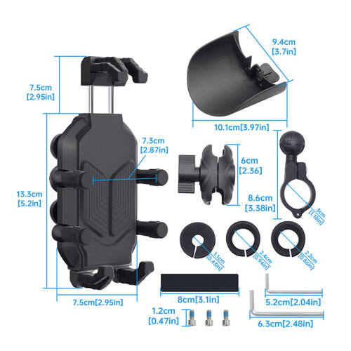 Support de téléphone noir à 8 griffes, 4,7–7,2 pouces, 11–27 mm 1