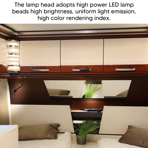 RV LED Bedside Light DC12-24V, 3 Color Temp, Touch Control, USB-C, Aluminum 2