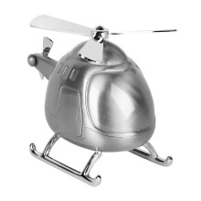 Hubschrauber-Geldspardose Silber-Zink 14,5 x 10,8 x 9,5 cm