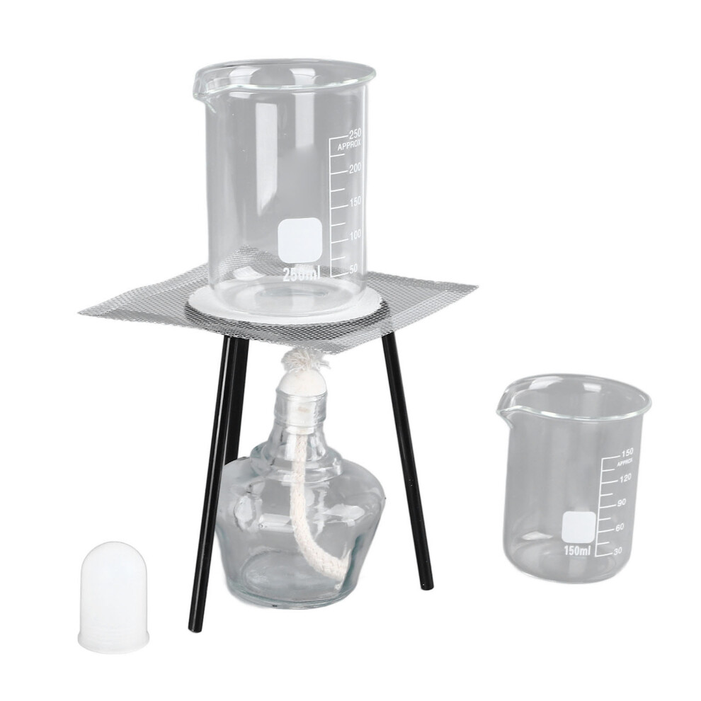 Lab Heating Set Burner Lamp Tripod Stirring Rod Beaker Sieve Net
