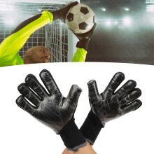 2 Stück Fußball-Torwart-Handschuhe Schwarz Antirutsch-Latex Atmungsaktiv Extra Finger Schutz Torwart-Handschuhe für Fußballwettbewerb Numme