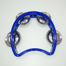 Handtaschen-Trommel aus Kunststoff mit 4 Glöckchen, Kinder-Musikinstrument für Schulpartys, Konzerte, Blau