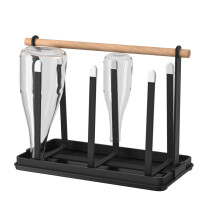 Estante de secado para tazas Hierro negro y madera 188x148x240mm 900g