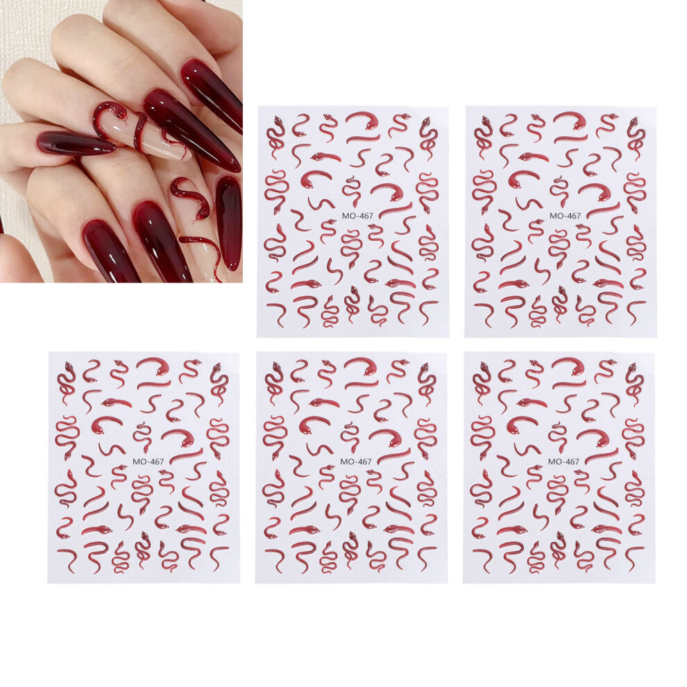 5pcs Embossed Nail Art Stickers Self Adhesive Decals for Manicure