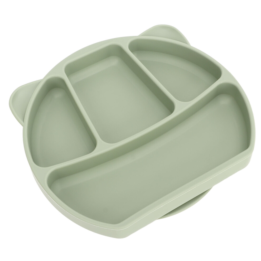 Silicone Suction Plate For Infants & Toddlers, Panda Shape, Olive Green