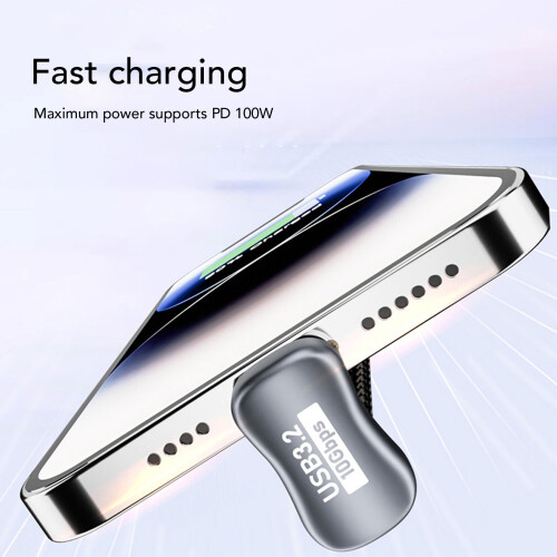 PD100W U-Form USB-C-Kabel 50 cm 10 Gbit/s Silber 2