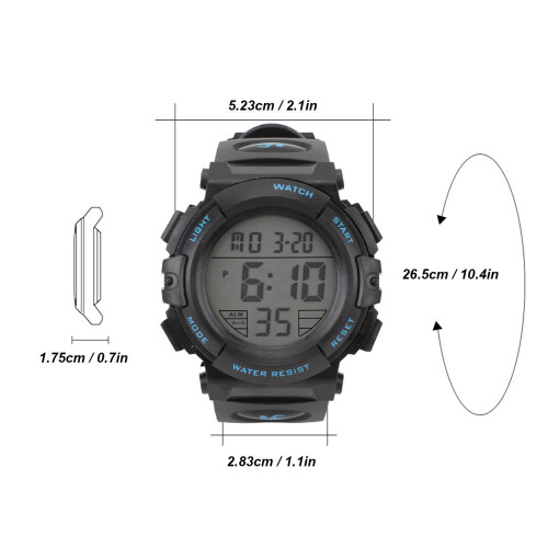 Blu CR2032 150mAh Orologio Digitale da Uomo Quadrante 5,23 cm 1