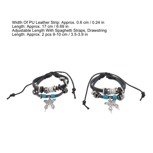 2 Stück PU-Lederarmband 17 cm  0,6 cm Unisex 1