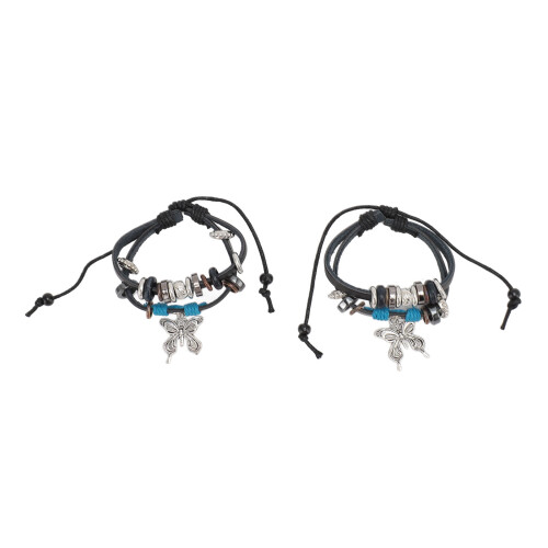 2 Stück PU-Lederarmband 17 cm  0,6 cm Unisex 2