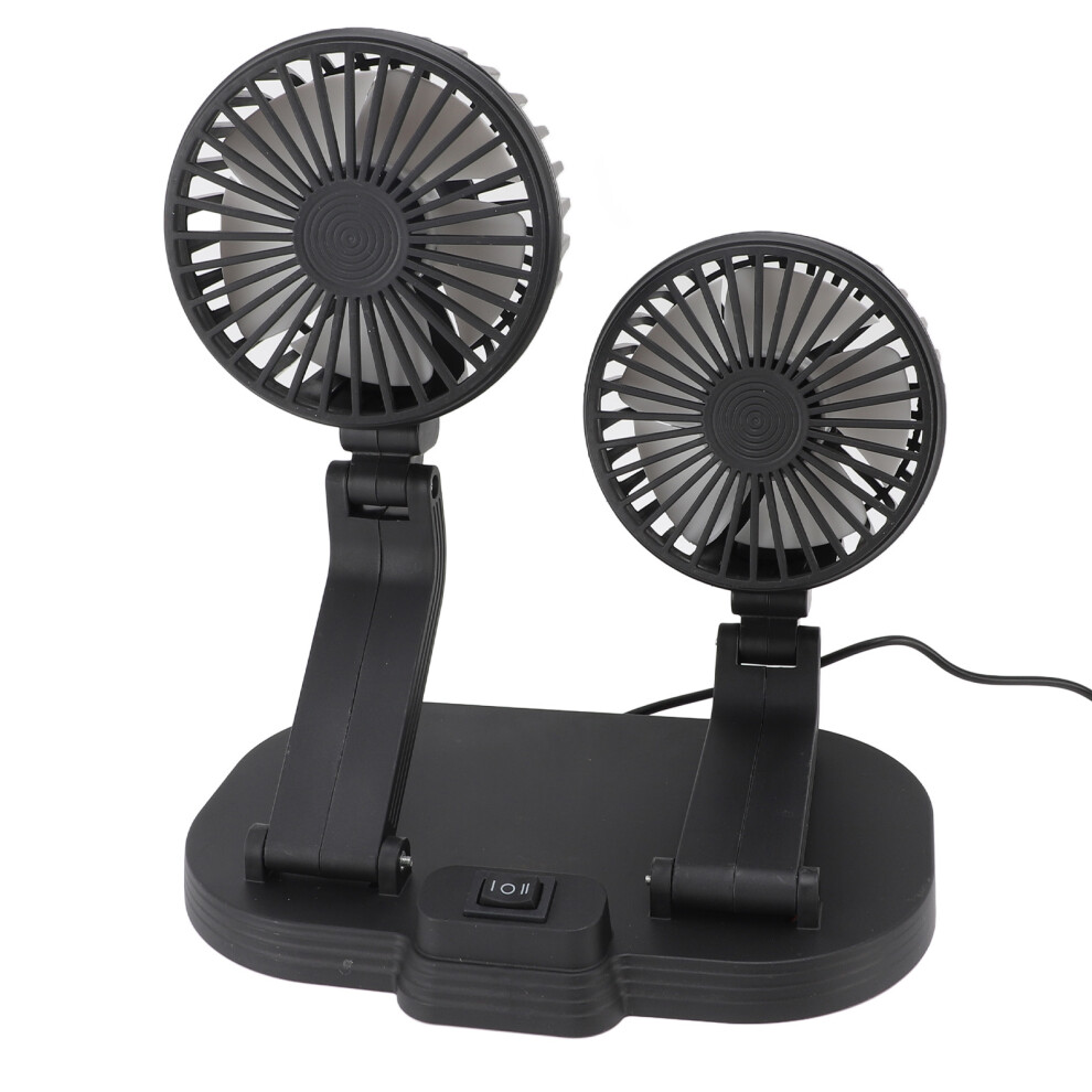 Dual Heads Car Fan 10W Portable Usb Vehicle Cooler 21X13x16cm Black 9461335201691