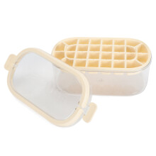 Moule à glaçons beige à deux étages avec couvercle, 28 carrés + 26 ronds