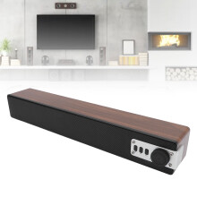 Portable Dark Brown Wood Bluetooth Soundbar 5W Dual Speakers