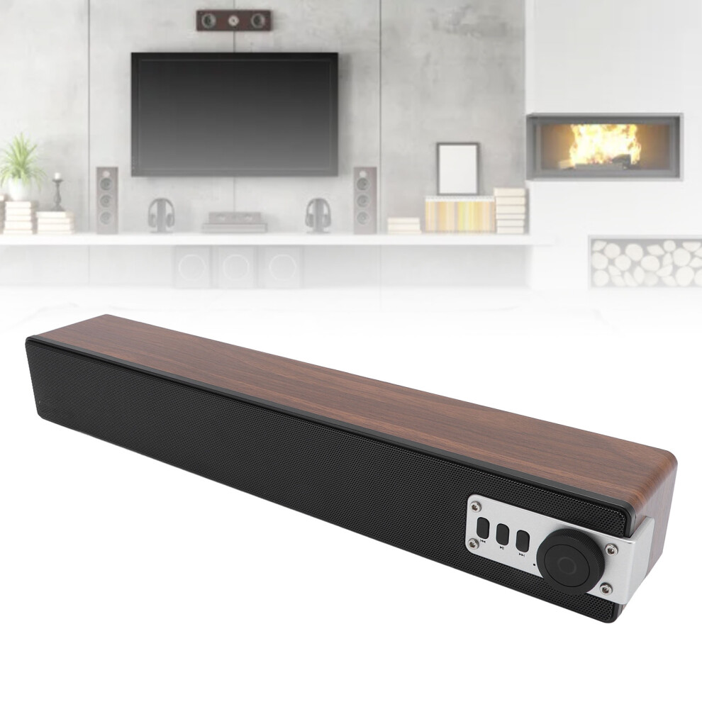 Portable Dark Brown Wood Bluetooth Soundbar 5W Dual Speakers