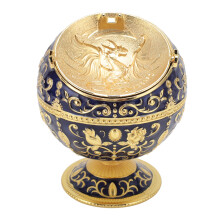Drachenmuster Zink-Aschenbecher blau, 12,5  10 cm Deckel